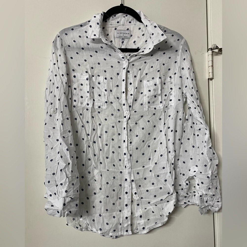 Gently Used Polka Dot Long Sleeve Button Up